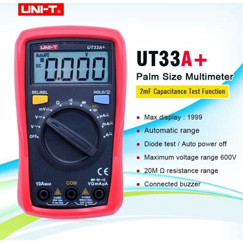 Megohmmeter Digital Multimeter UNI-T UT33A+ Palm size Ammeter Multitester automatic range Digital Multimeter DC/ AC Resistance