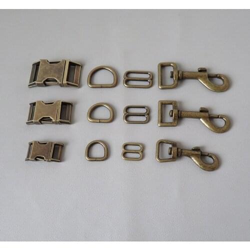 20Sets/Lot Metal D Ring Slider Release Buckle Belt Loop Hook Hardware For Bag Cat Dog Collar Paracord Lobster Clasp Accessory