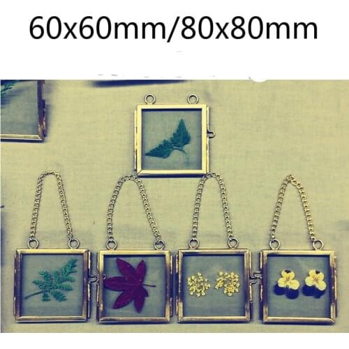 Mini Double Sided Glass Hanging Photo Frame Wall Frame Flower Plant Specimen Portrait Display Frame Holder
