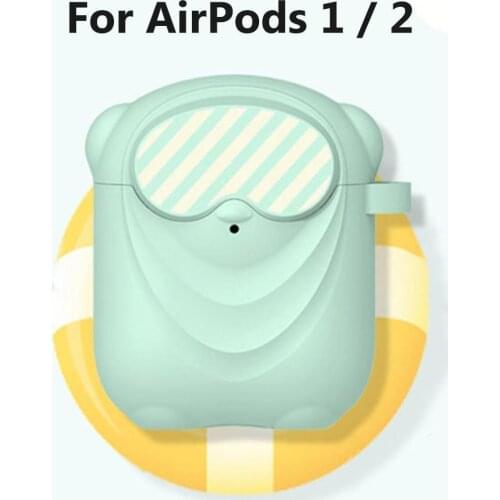 Cartoon Silicone Wireless Earphone Case Protective Cover for AirPods 1 2 Bluetooth Headset Anti-drop Protective Skin With Hook