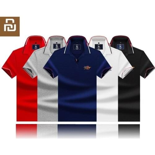 Trend fashion embroidery mens short sleeve Pure cotton leisure Breathable T-shirt Business male POLO shirt