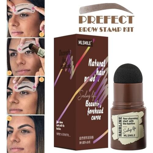 New Eyebrow Stamp Shaping Makeup Waterproof Brow Powder Natrual Eye Eyebrow Stick Hair Line Contour Brown Black 3 Color