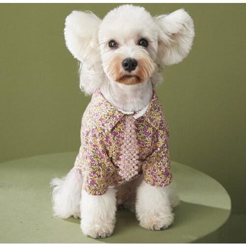 Pet Dog Clothes New Style Plush Flower Shirt Teddy Schnauzer Pomeranian kitten Pet Autumn Winter clothes