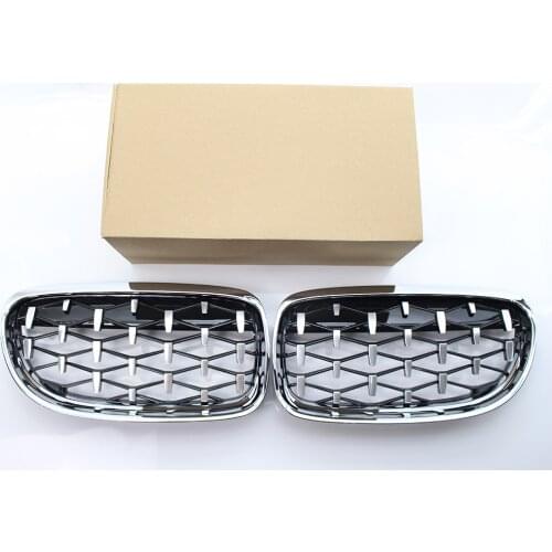 Pair For BMW E90 2009-2011 LCI Facelift Front Grill Chrome Diamond Meteor Style Grille