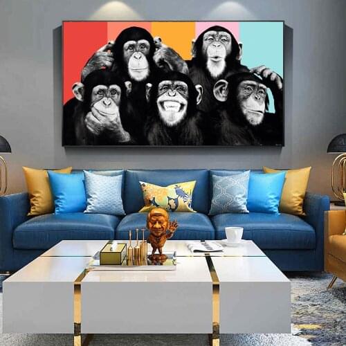 Modern Animal Poster Black And White Painting Funny Orangutan Bedroom Pendant Living Room Decoration Painting Canvas Painting