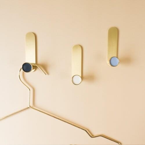 Size S Nordic creative design brass decoration nail-free hook free punch bathroom hook porch door hanger hook Leather Hook