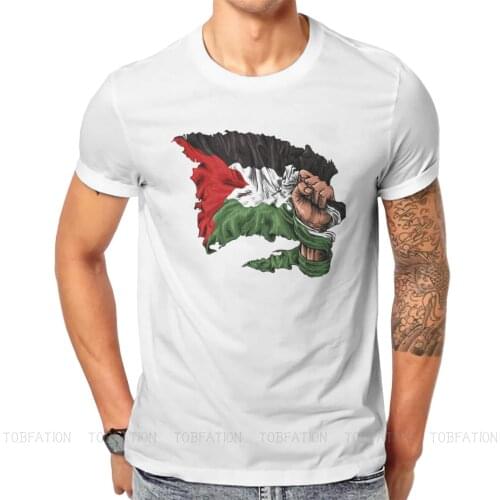 Hand Casual TShirt Free Palestine Creative Tops Leisure T Shirt Male Short Sleeve Gift Idea