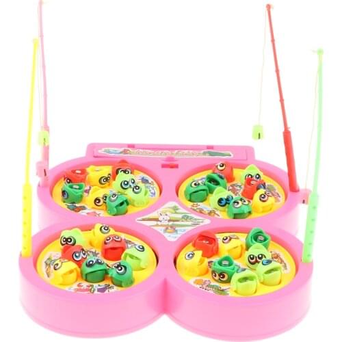 Fishing Game Magnetic Fishing Toy with Rotating Fish Pools & Sound, Birthday Gift for
