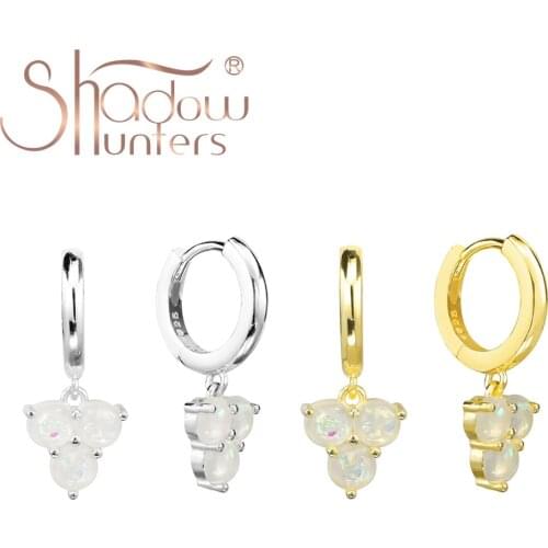 SHADOWHUNTERS 100% 925 Sterling Silver Luxury Opal Dangle Drop Earrings 3D Grape Shaped Earrings For Mothers Gift Women Jewelry