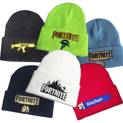 Fortnite Embroidered Woolen Hat Color Winter Warm Knit Cap BATTLE ROYALE Game Peripheral Unisex Casual Student Boy Birthday Gift