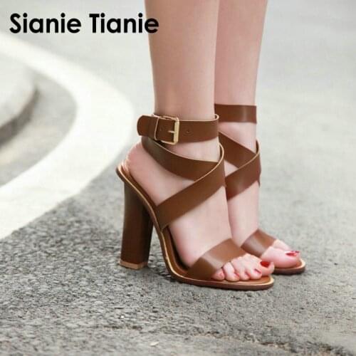 Sianie Tianie yellow orange super thin high heels ankle strap cross-tied women pumps summer sandals women shoes with flowers