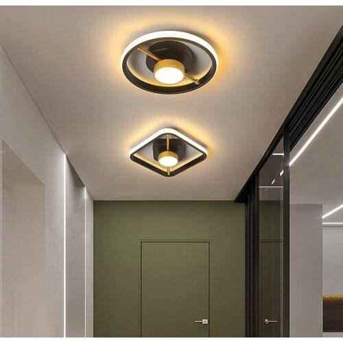 Modern Led Ceiling Lights For Hall Entrance Balcony Round Black/Gold Shape Iron Lighting Dropshipping Plafonnier Luminaria