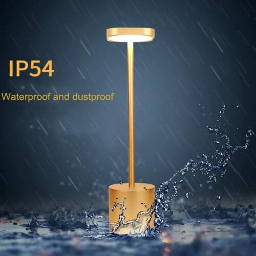 LED Aluminum Alloy Waterproof Desk Lamp Touch Dimming Rechargeable Metal Dinner Table Lamp For Bedside Living Room Reading Lamp