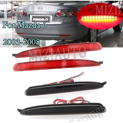MIZIAUTO 2Pcs LED Rear Bumper Reflector Light For Mazda 6 2003-2008 For Mazda6 Atenza Sport Mazdaspeed Tail Stop Signal Lamp