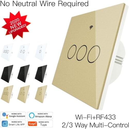 EU Standard WIFI+RF433 Smart Light Switch Wireless Wall Switches Smart Life/Tuya App Works With Alexa Google Home 1/2/3 Gang