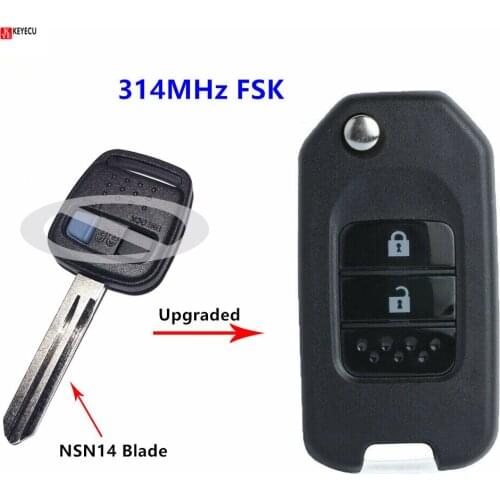Keyecu Replacement Flip Upgraded Remote Key 314MHz FSK for Nissan Qashqai Elgrand X-TRAIL NAVARA MICRA 2Button