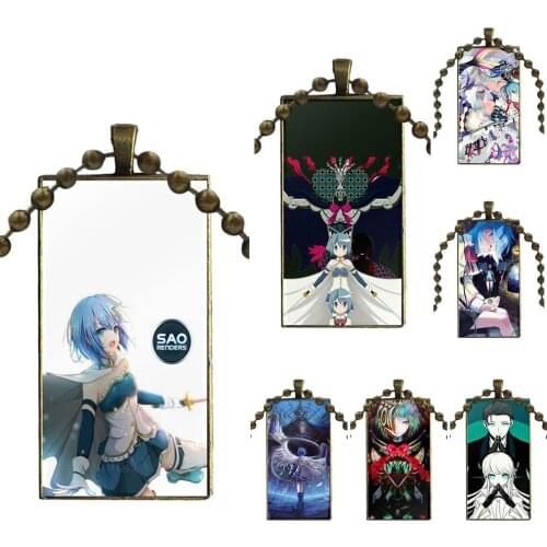 For Women Wedding Gift Sayaka Miki Puella Magi Madoka Magica Necklace Fashion Long Chain With Rectangle Necklace Jewelry