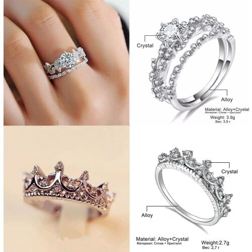 IPARAM Ladies Wedding Zircon Ring 2020 Fashion Geometric Silver Color Ring Luxury Rhinestone Elegant Romantic Female Jewelry