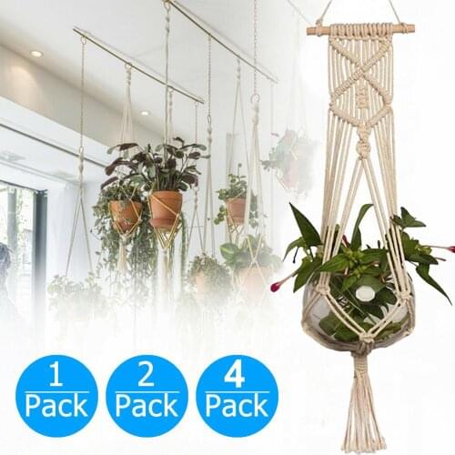 1pc Large-sized Plant Hanger Basket Handmade Rope Pots Holder Fine Hemp Rope Net Flower Pot Plant Lanyard