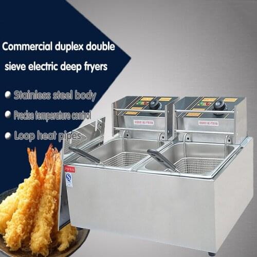 1PC Stainless Steel Commercial Electric Deep Fryer Frying Machine high power deep fryers fast heating French fries ect