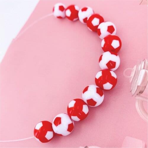 10pcs 12mm Acrylic Beads Football Color Beads For Making Pandora Glamour DIY Ring Bracelet Neckle Earring Jewelry Accessories