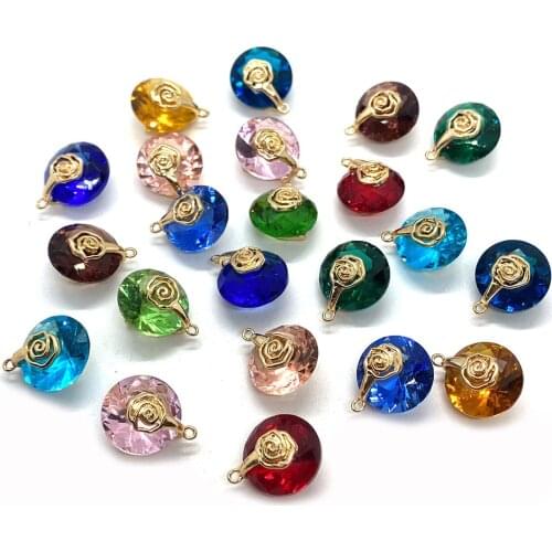Crystal Natural Stone Pendant Spherical Color Handmade Necklace Earring Pendant Accessories Jewelry Mineral Manufacturing 10pcs