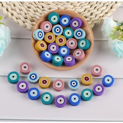 Kovict 10Pcs Angel Eyes Shape Silicone Beads Baby Molar Teether DIY For Pacifier Necklace Accessories Chewable Nursing Toys