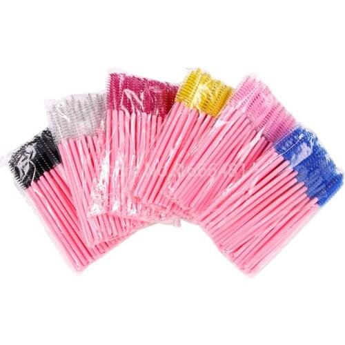 100pcs/lot Disposable Mascara Wands Eyelash Makeup Brushes Pink Color