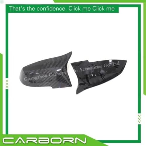 For-BMW F20 F21 F22 F23 F30 F31 F32 F33 F36 E84 Ox Horn Shape with M Emblem Replacement Type Carbon Fiber Mirror Cover