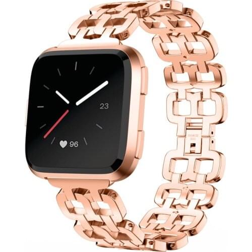 23mm Stainless Steel Watch Band Double Hole Replacement Strap for FitbitVersa Lite NK-Shopping