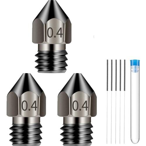 3PCS 3D Printer Extruder Nozzles 0.4 mm MK8 3D Printer Extruder Hardened Steel Nozzle + 5 Needles For MK8 Creality CR-10