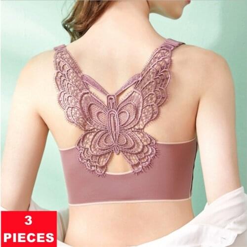 3Pcs Sexy Butterfly Beauty Back Women Bra Plus Size Bra Large Size Bralette Seamless Women Bra Push Up Bra Wireless Underwear