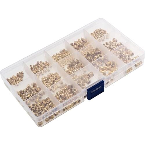 330 Pcs Nuts Thread Knurled Brass M2/M3/M4/M5 Copper Thread Inserts Nut Alloy Embedded Repair Accessories Knurling Injection