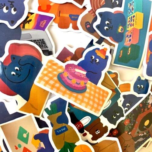 35pcs Korean blue cat series cute 2021Sticker For Suitcase Skateboard Laptop Luggage Fridge Phone Car Styling DIY Decal Sticker