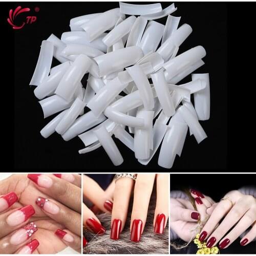 550 Pcs/Set Long French Ultra Thin Half Cover False Nail Tips 11 Size Clear Natural White Acrylic Nails Extension Tool Kit