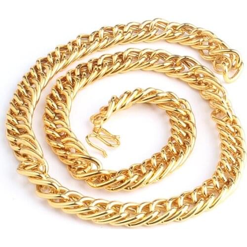 9mm gold color polycyclic chain necklace Alloy Never fade necklaces jewelry wholesale