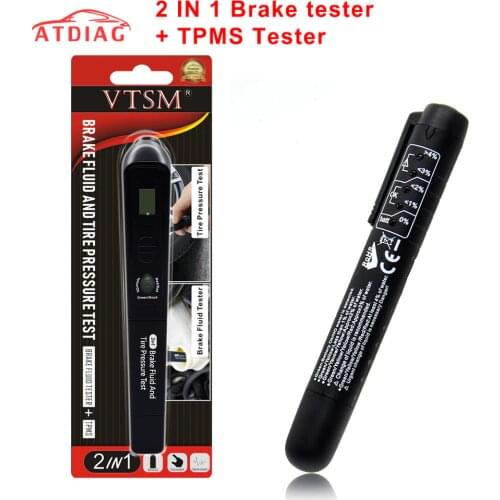Car Brake Fluid Tester Car Diagnostic Tools 5 Leds Brake Fluid Testing with Tire pressure Oil Quality Check pen for DOT3/DOT4