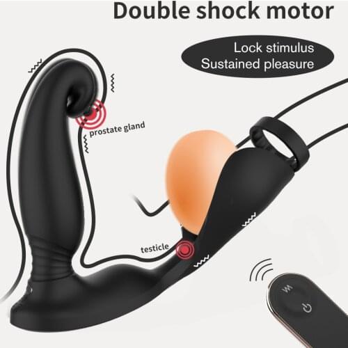 Wireless Remote Anal Vibrator Prostate Massager Testicular Massage Butt Plug Delay Ejaculation Ring Erotic Adult Sex Toy For Men