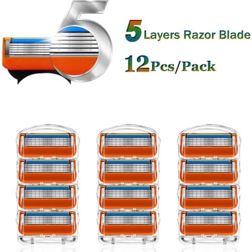 Shaving Razor Blades For Fusion 5 Face Shaver Cassettes Straight Blade Shave Beard Case Replaceable Heads Men