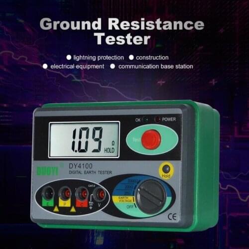 DY4100 Higher Accuracy Resistance Tester Real Digital Earth Tester Ground Resistance Instrument Megohmmeter 0-2000 Ohm