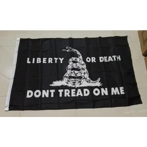 NEW 90x150cm "Don't Tread on Me" Gadsden Flag Black Rattlesnake Flag Banner Durable Polyester USA 3x5FT "liberty or death" Flags