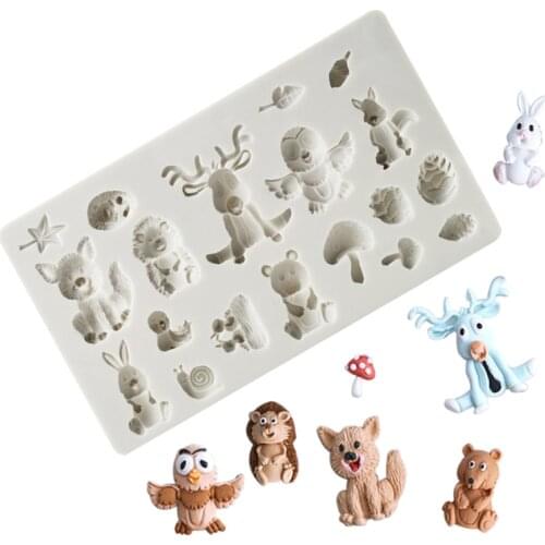 Animal Chocolate Mold Rabbit Squirrel Snail Regular Polygon 198 * 114 * 14mm Sugar Cake Silica Gel Mold Baking Tool WMJ-105