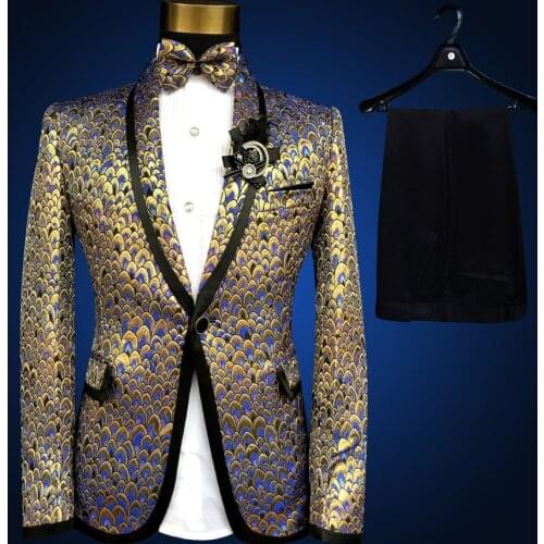 Hot Korean 2020 New Mens Singers Perform Stage Show Sequins Embroidered Blazers Plus Size Wedding Suit Men Costume Homme S-5XL