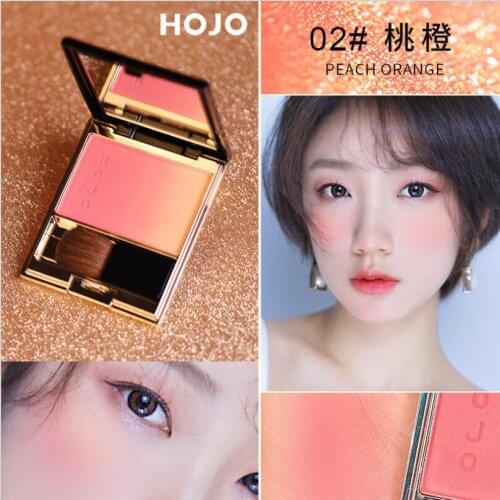 Hojo Clear Gradient Blush Pink Girls Natural Nude Makeup Repair Capacity High Gloss Rouge One-Piece Plate with Brush T1366