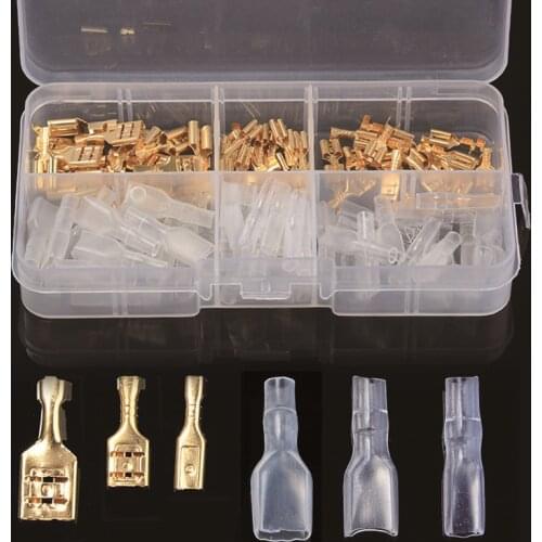 120pcs 2.8/4.8/6.3mm Female Spade Terminals Insulated Crimp Terminals Seal Electrical Wire Connectors With Insulating Sleeve