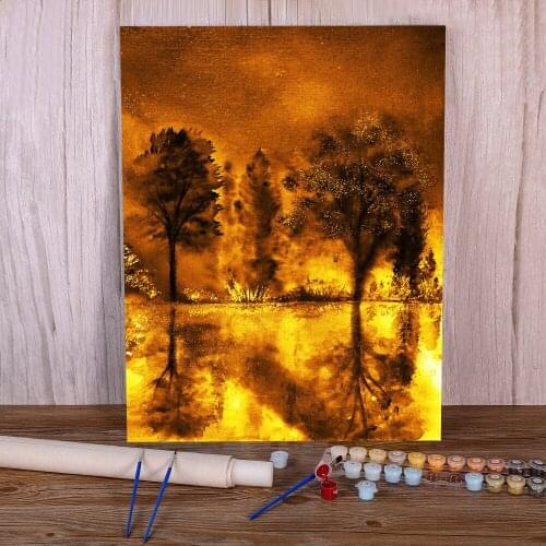 Natural Scenery Fire Of Angels DIY Painting By Numbers Set Acrylic Paints 50*70 Picture By Numbers Photo Home Decor Wholesale