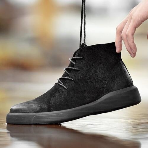 Dress Boots Men Rubber Boots Men Leather For Motorcycle Chelsea Mens Casual Gumboots Botas Mens Shoes Winter Cowboy