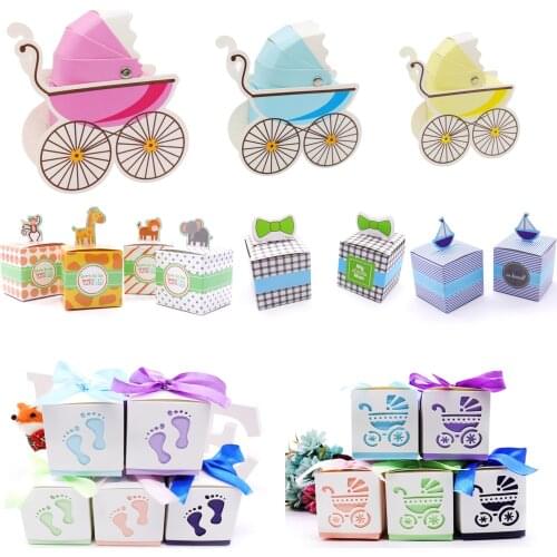 10pcs/lot Candy Boxes Baby Shower Party Cupcake Gift Bag Kids Party Favors Candy Box Paper Bags Birthday Wedding Decoration
