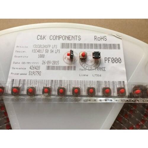 KSC401J imported French C&K touch waterproof and dustproof switch 6.2*6.2*5.2mm new original