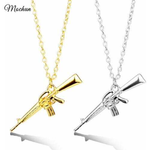 MQCHUN European Style Gun Pendant Necklace 4 Styles Hip Hop Chain Men Women Jewelry Gold Color bijoux AK47 Necklace